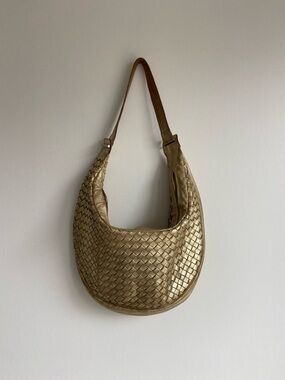 Bottega Veneta Gold Intrecciato Hobo Bag